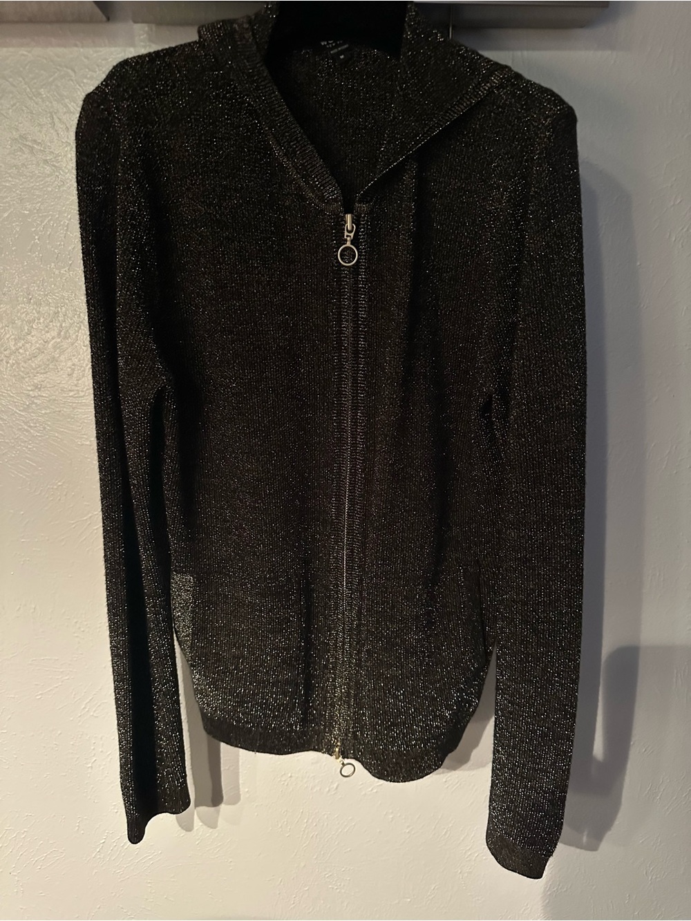 Worth Metallic Black Zip-Up Bomber Jacket